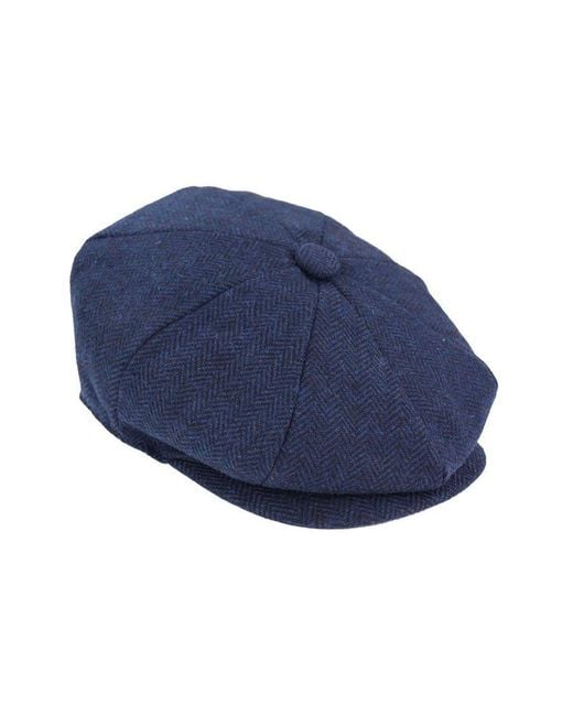 Infinity Leather Blue Peaky Blinders Tweed Hat With Razor Blade for men