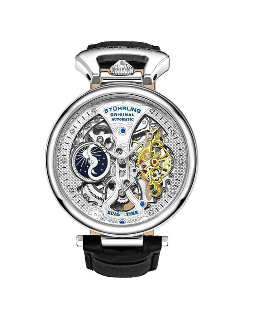 Stuhrling Gray Emperor's Grand Dt Automatic 46Mm Skeleton for men