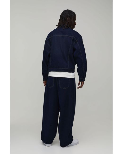 BoohooMAN Blue Oversized Denim Co-Ord Jacket for men