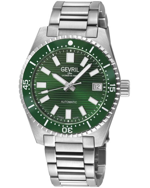 Gevril Green Atlantic Avenue 316L Stainless Steel Case, Ceramic Bezel, Embossed Dial, Bracelet for men