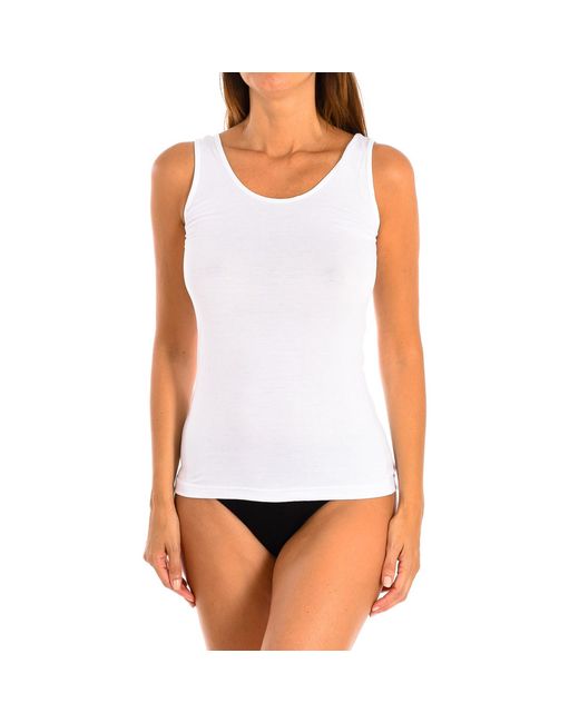Q En White Bamboo Wide Strap Undershirt Q701 for men