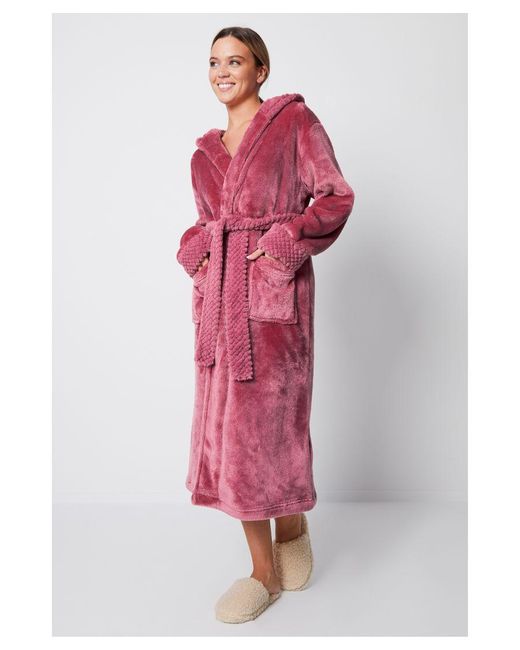 Threadbare Pink 'arnie' Faux Fur Trim Dressing Gown