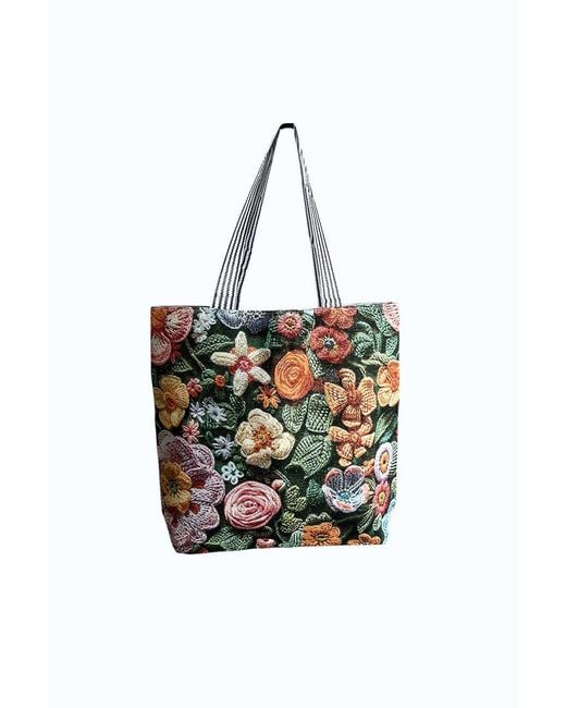 SVNX Multicolor Floral Canvas Tote Bag