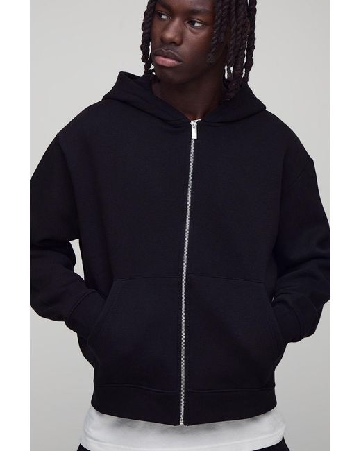 BoohooMAN Blue Basic Oversized Boxy Zip Through Hoodie for men
