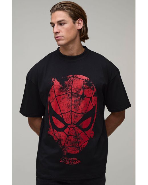 BoohooMAN Red Oversized Spiderman Classic License Print T-Shirt for men