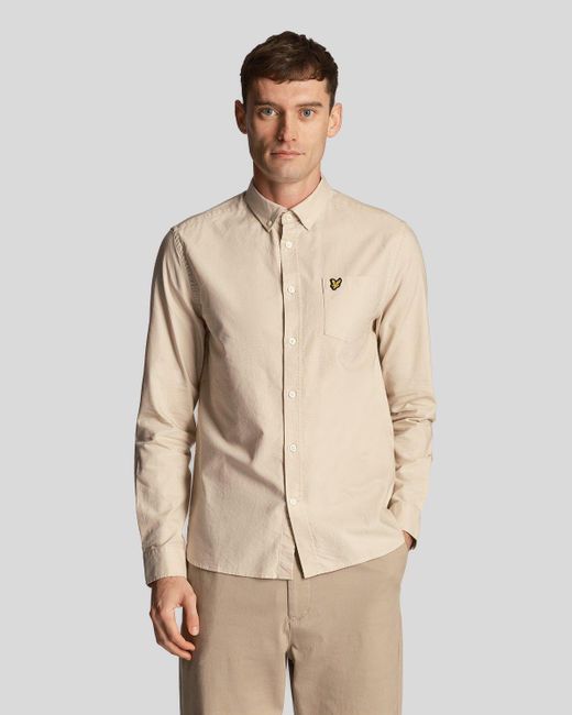 Lyle & Scott Natural Regular Fit Light Weight Oxford Shirt , Size: L for men