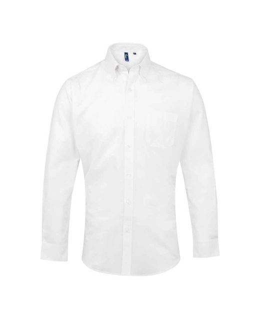PREMIER Signature Oxford Overhemd Met Lange Mouwen (wit) in het White voor heren