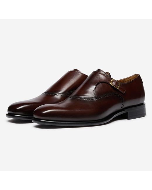 Oliver Sweeney Brown Antiqued Calf Leather Monk Shoes for men