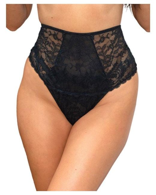 Pour Moi Black 22805 For Your Eyes Only High Waist Crotchless Thong