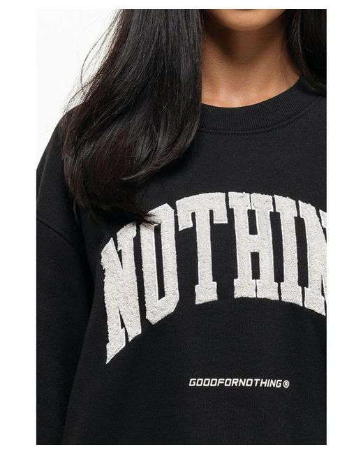 Good For Nothing Black Oversized Cotton Blend Boucle Logo Sweatshirt