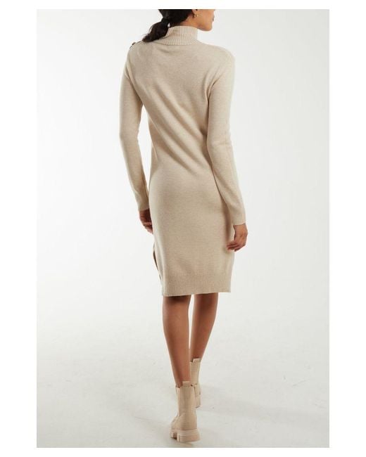 Blue Vanilla Natural Roll Neck Ribbed Jumper Dresss