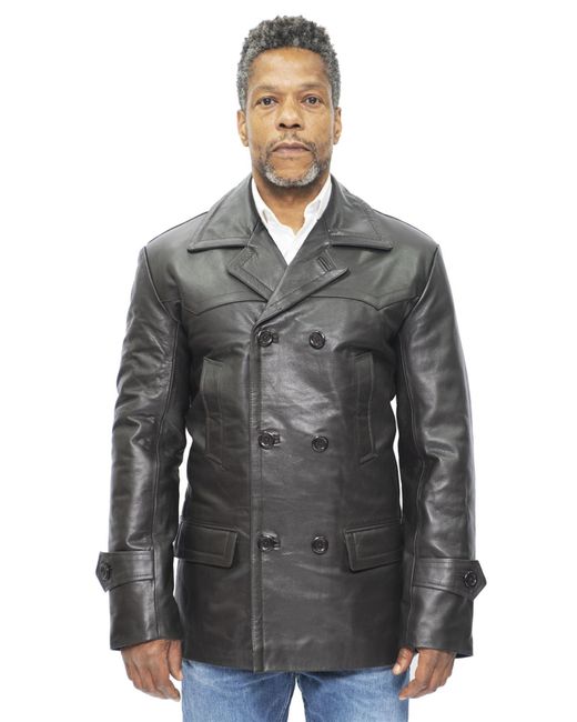 Infinity Leather Gray Cowhide Peacoat-Krakaw for men