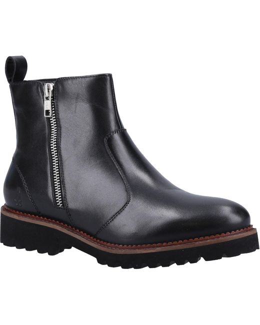 Hush Puppies Black Grace Zip Suede Boots