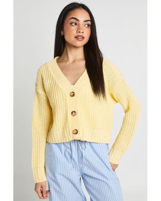 Boohoo Blue Button Through Crop Cardigan