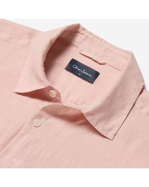 Oliver Sweeney Pink Linen Shirt for men