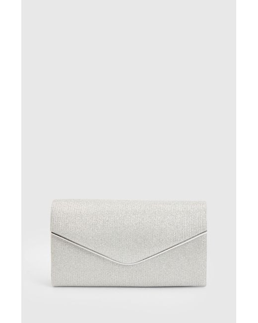 Boohoo Blue Large Glitter Envelope Clutch Bag