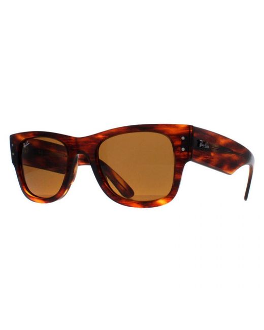 Ray-Ban Brown Square Polished Striped Havana Rb0840S Mega Wayfarer
