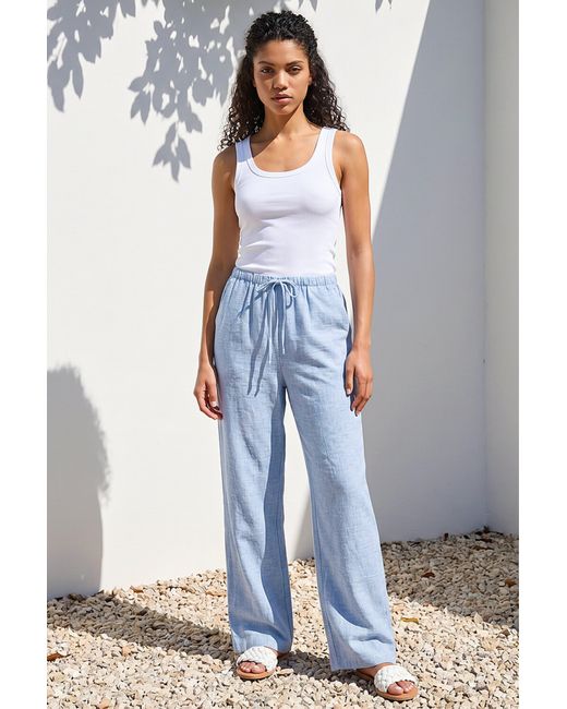 Roman Blue Petite Wide Leg Trouser