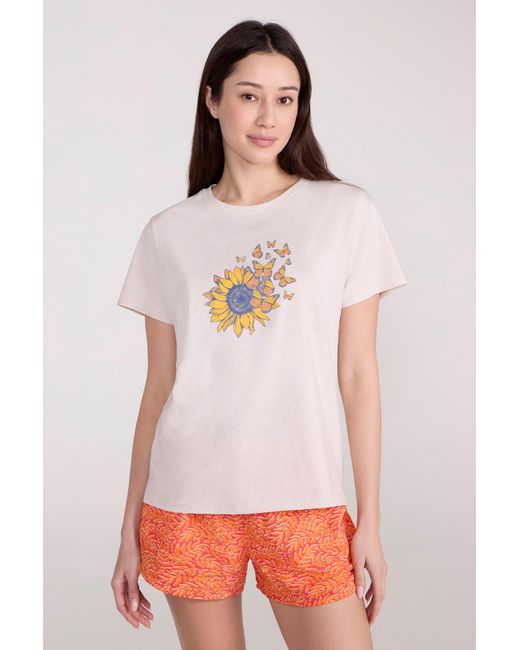 Mountain Warehouse Multicolor Sunflower Printed T-Shirt Sun Protection Relaxed Fit Breathable Tee Cotton