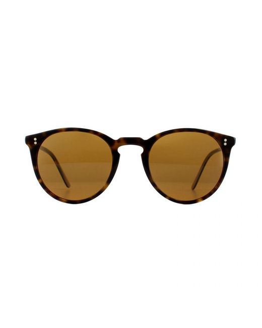 Oliver Peoples Brown Round Horn Sunglasses for men
