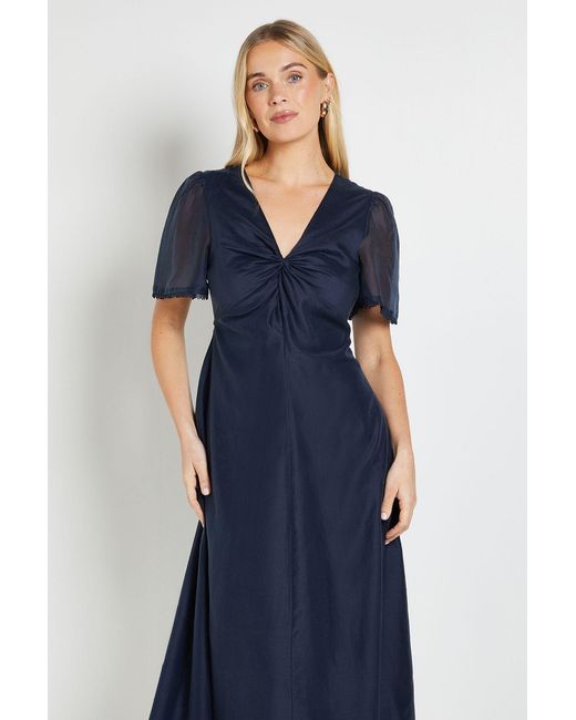 Wallis Blue Petite Tencel Twist Midi Dress
