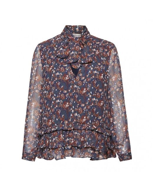 Great Plains FCUK Black Highland Floral Tassle Blouse