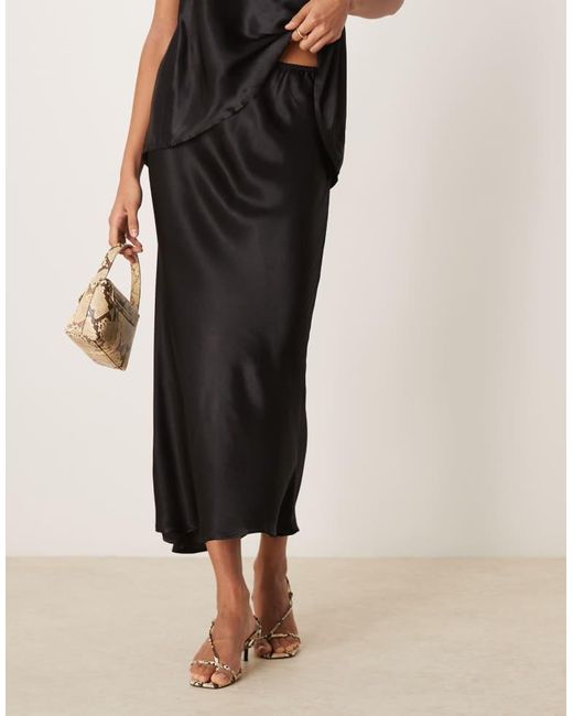 ASOS Black Satin Bias Midi Skirt
