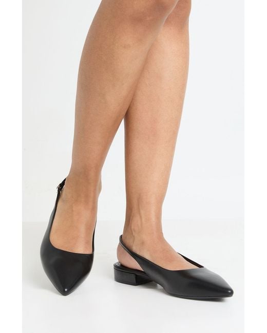 Boohoo Black Wide Fit Slingback Pointed Flats