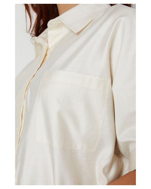 Warehouse White Belted Twill Mini Shirt Dress
