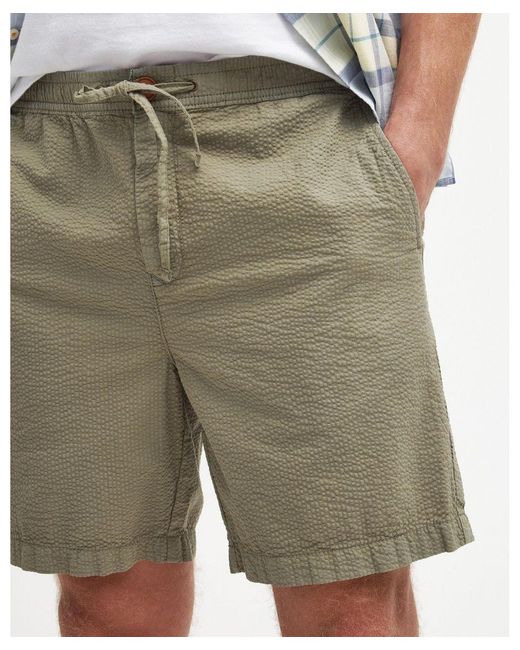 Barbour Green Melbury Seersucker Shorts for men