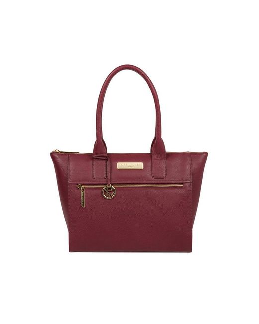 Pure Luxuries Red 'Faye' Pomegranate Leather Tote Bag