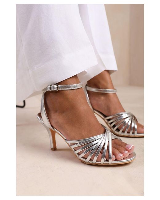 Where's That From Pink Wheres 'Cyprus' Wide Fit Multi Cross Over Strap Mid Heels
