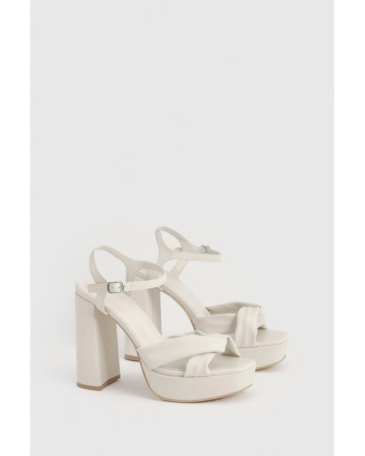Boohoo Natural Platform Cross Front Block 2 Part Heels