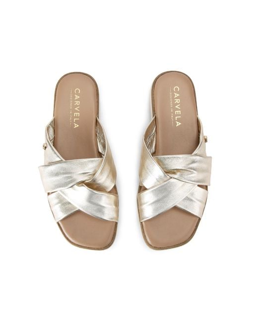 Carvela Kurt Geiger Natural Carvela Sandals Gold Leather Vita