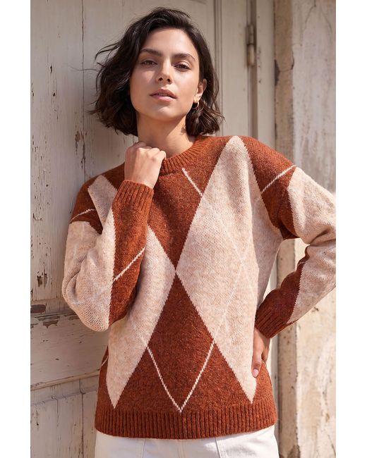 Roman Brown Argyle Knit Jumper