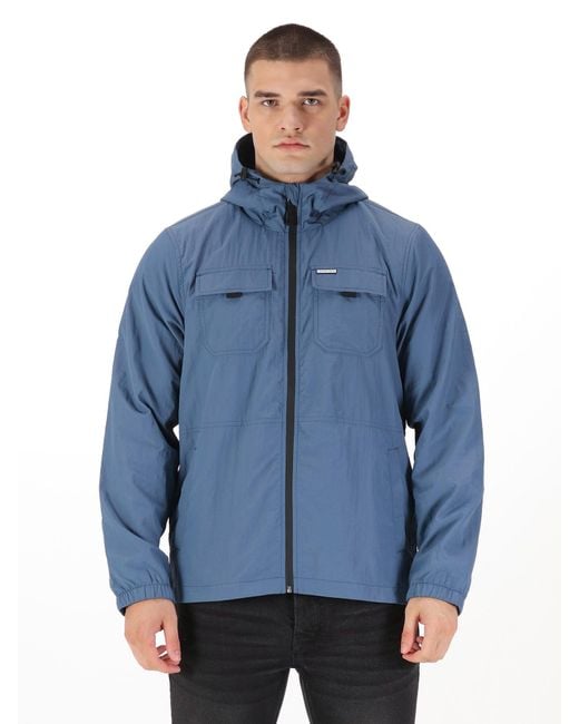 Luke 1977 Blue Denver Crinkled Nylon Hooded Jacket for men