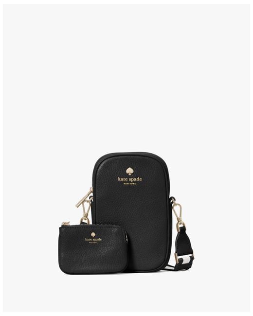 Kate Spade Black Emma Pebbled Leather North South Phone Crossbody
