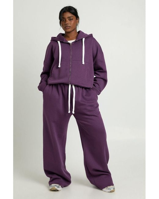 Boohoo Purple Plus Contrast Drawcord Wide Leg Joggers