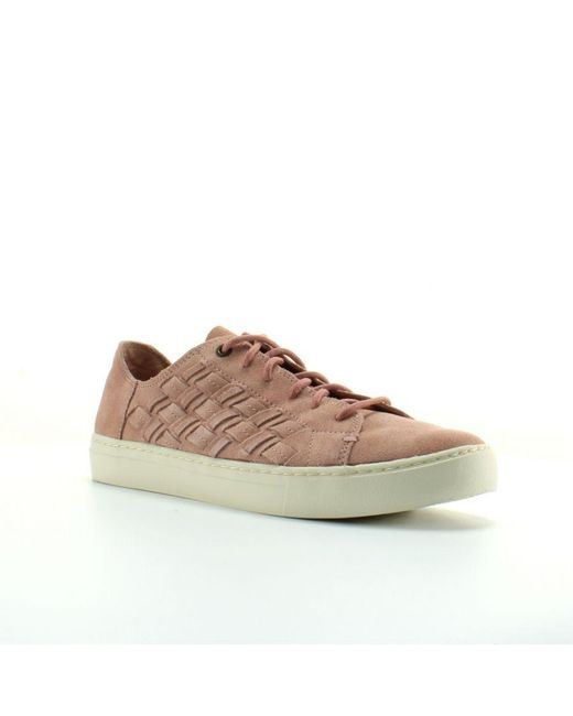 TOMS Gray Lenox Bloom Basketweave Leather Lace Up Trainers 10011818