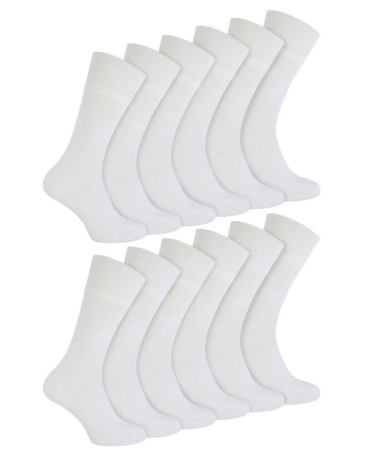 IOMI White 12 Pair Multipack Diabetic Bamboo Socks for men