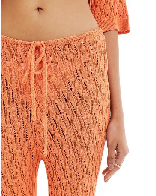 SNDY'S Orange Crochet Flared Trouser Co-Ord