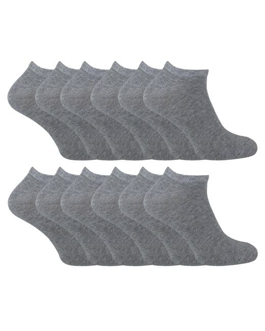 Sock Snob Gray 12 Pair Multipack Quarter Trainer Socks for men