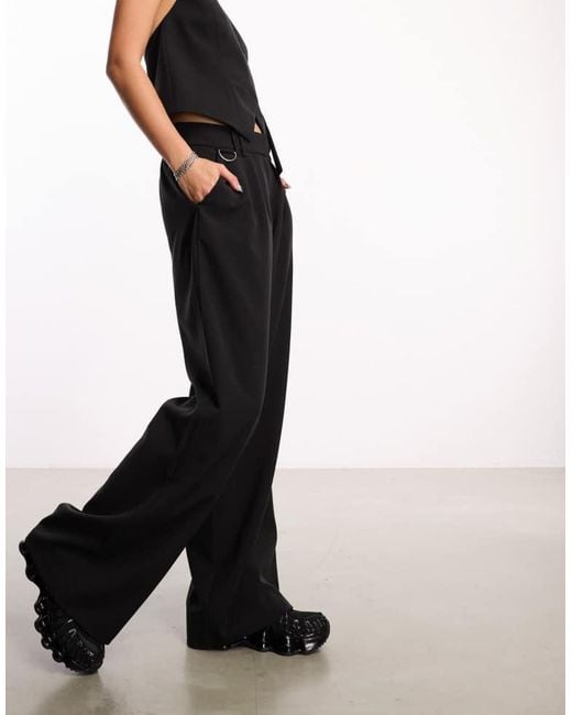 Collusion Black Tailored Wide Leg Trousers Co-Ord With Elasticated Waistband