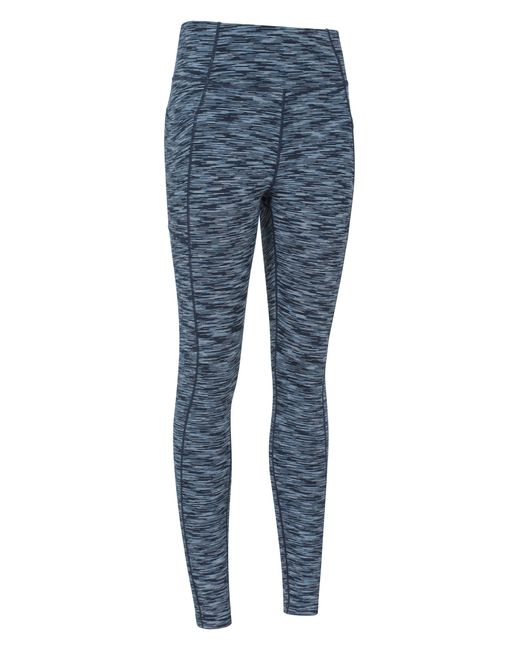 Mountain Warehouse Blue 'Breathe & Balance' High Waisted Leggings With Side Pockets Stretchy Bottoms