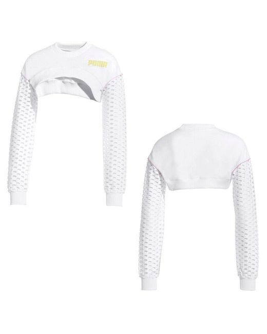 PUMA White X Sophia Webster Long Sleeve Cropped Top Sweatshirt 578557 02