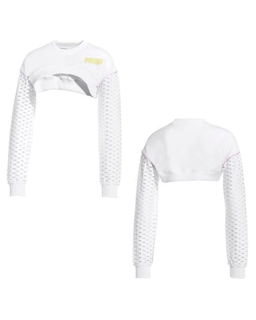 PUMA White X Sophia Webster Long Sleeve Cropped Top Sweatshirt 578557 02
