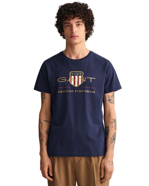 Gant Blue Archive Shield Centre T Shirt for men