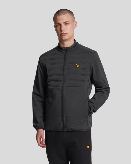 Lyle & Scott Black Sports Hybrid Double Baffle Jacket Nylon for men