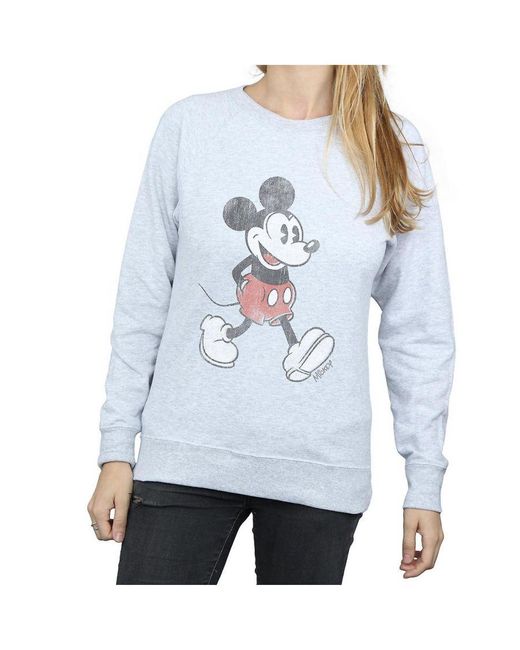 Disney Gray Ladies Walking Mickey Mouse Heather Sweatshirt ()