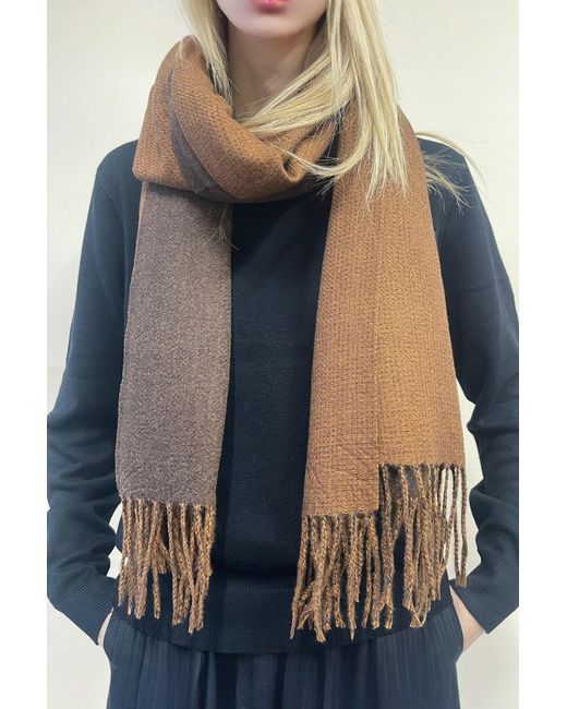 SVNX Blue Reversible Two-Tone Cashmere Blend Scarf With Tassels
